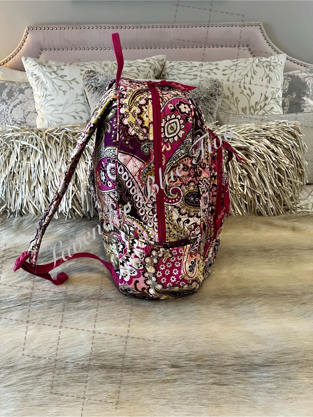 VERA BRADLEY Very Berry Paisley 2010 Essential Backpack Pink Purple Y2K Padded - Picture 7 of 17